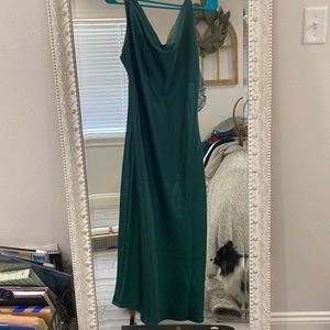 Satin midi dress cowl neck